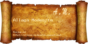 Allaga Modeszta névjegykártya